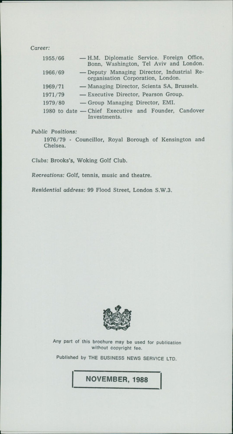 PUBLISHED CAREER ROYAL MUSIC ENGLAND - Vintage Photograph