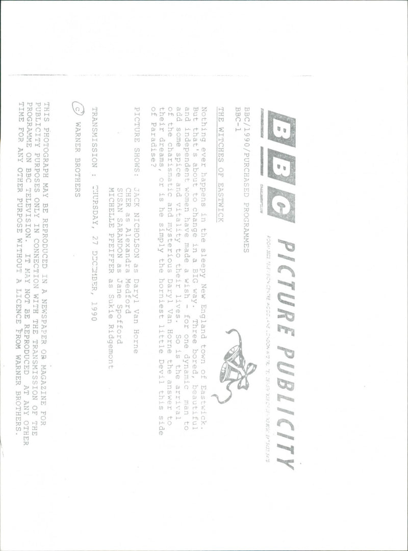 Jack Nicholson, Cher, Susan Sarandon and Michelle Pfeiffer. - Vintage Photograph