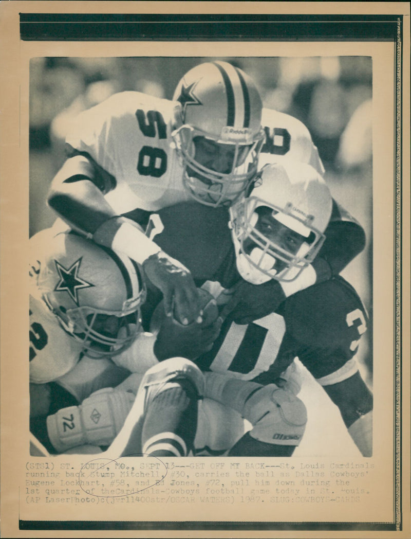 American football players Stump Mitchell, Eugene Lockhart & Ed "Too Tall" Jones - Vintage Photograph