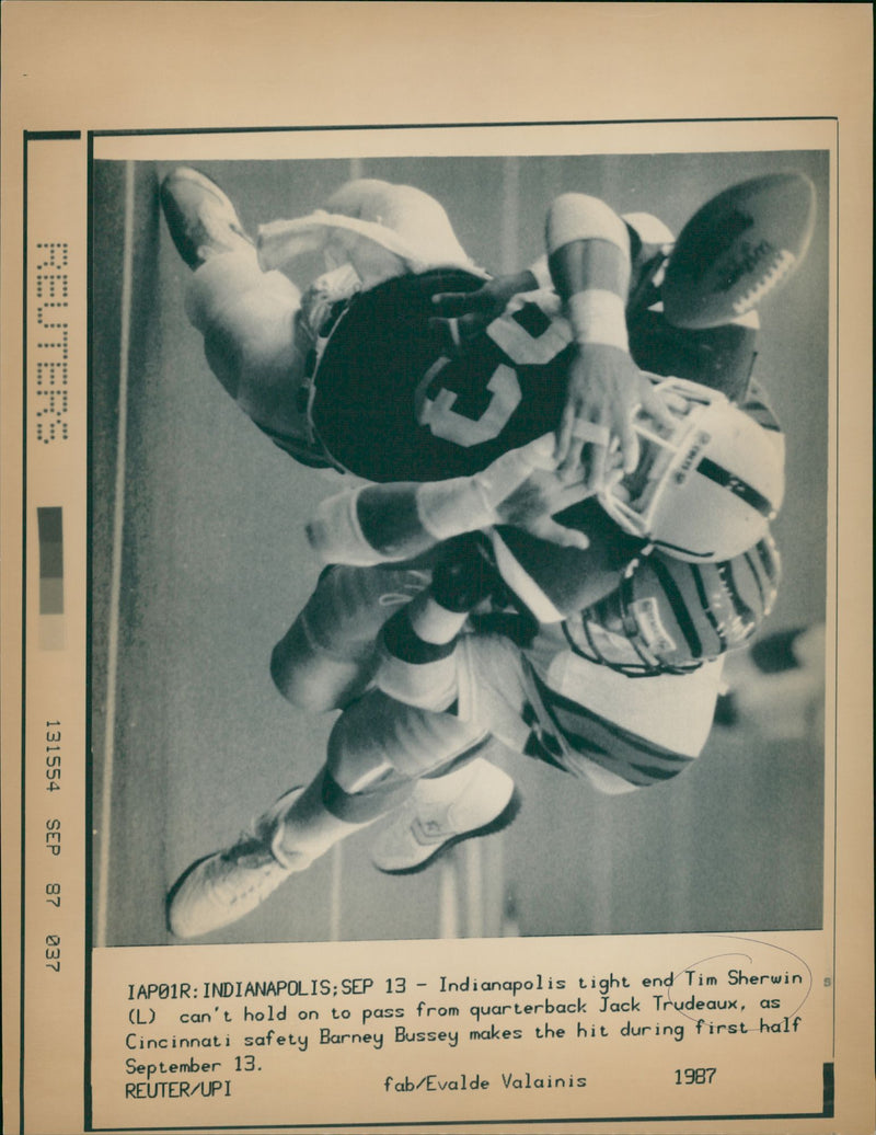 American football players, Tim Sherwin(L) & Jack Trudeau - Vintage Photograph