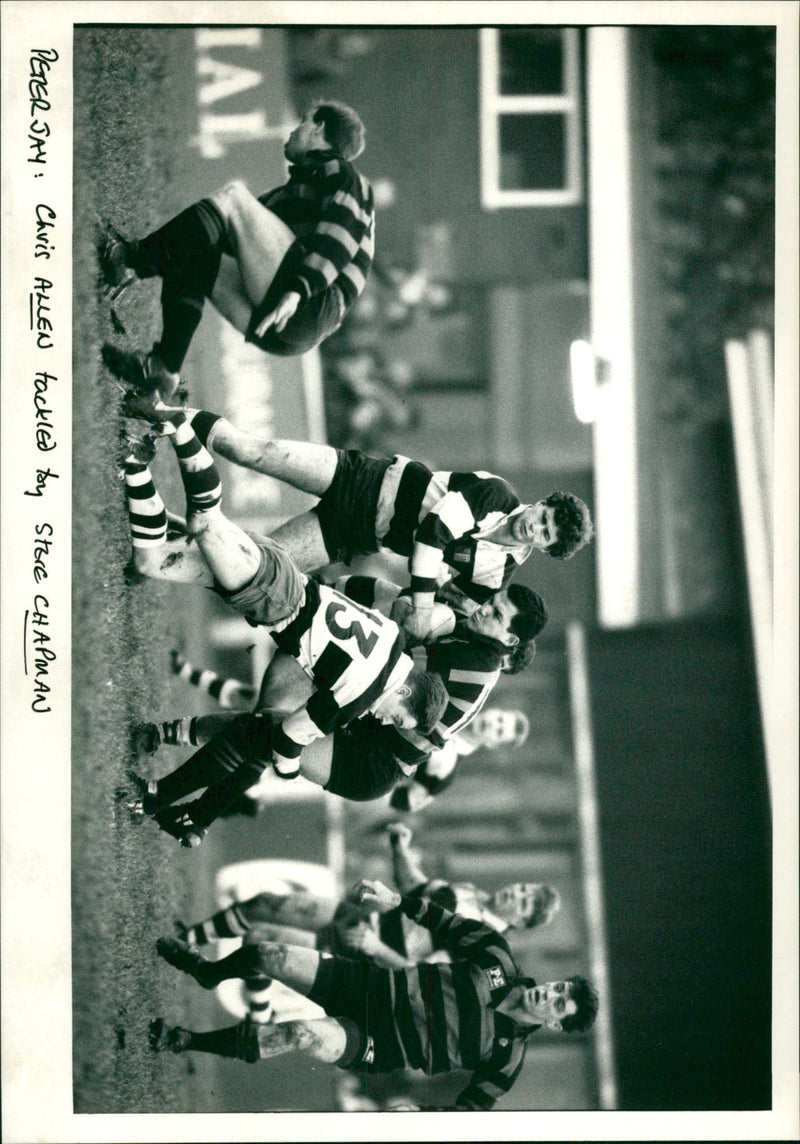 Chris Allen tackled by Steve Chapman - Vintage Photograph