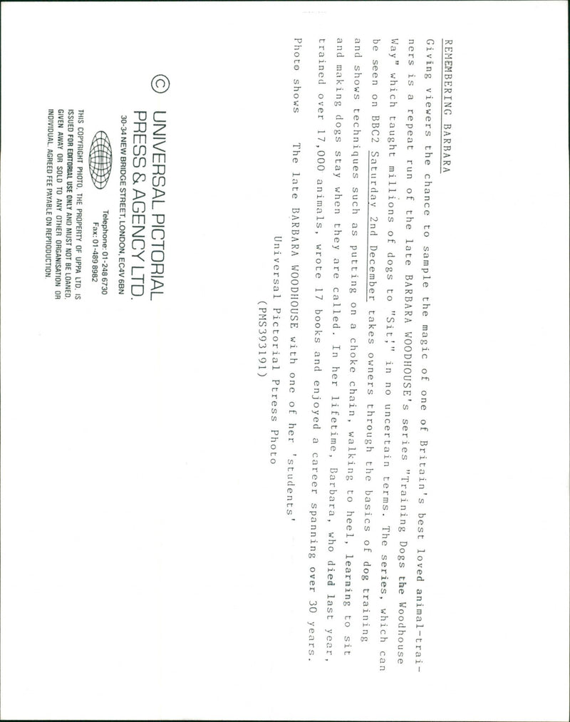 Barbara Kathleen Vera Woodhouse - Vintage Photograph