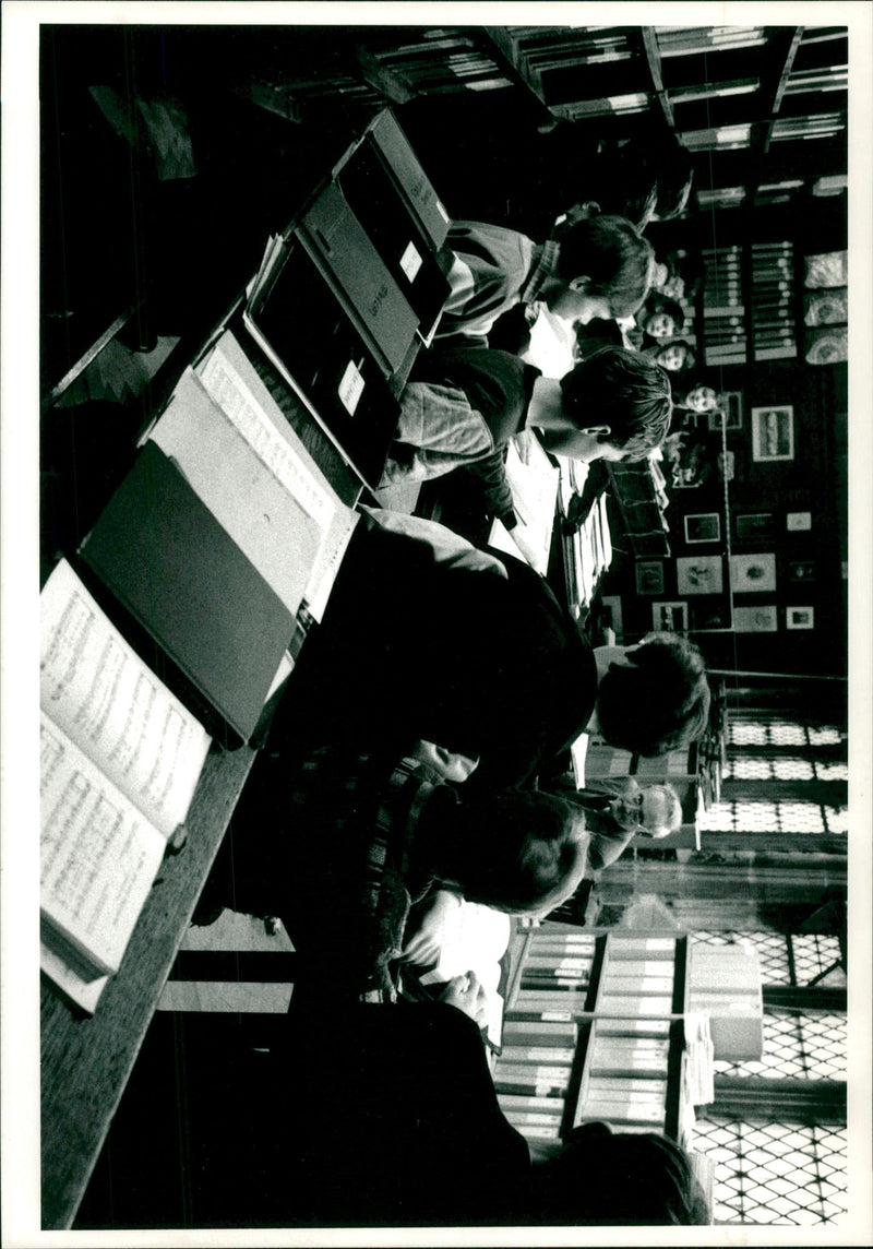 People studying music in the room. - Vintage Photograph