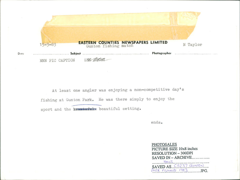 Fishing in Gunton Park - Vintage Photograph