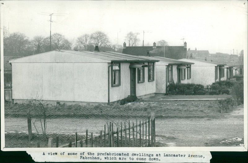 A view of some of the prefabricated dwellings at Lancaster Avenue Fakenham, which are to come down. - Vintage Photograph