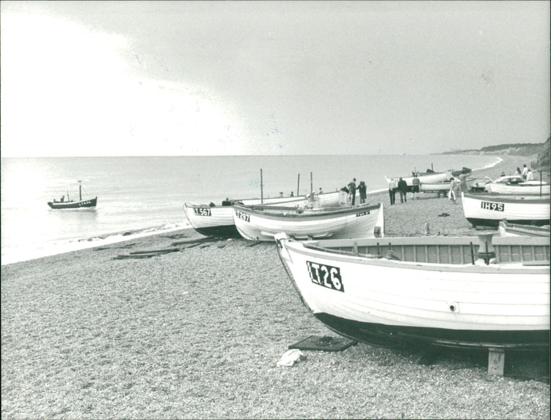 Fishing boats at Dunwich. - Vintage Photograph