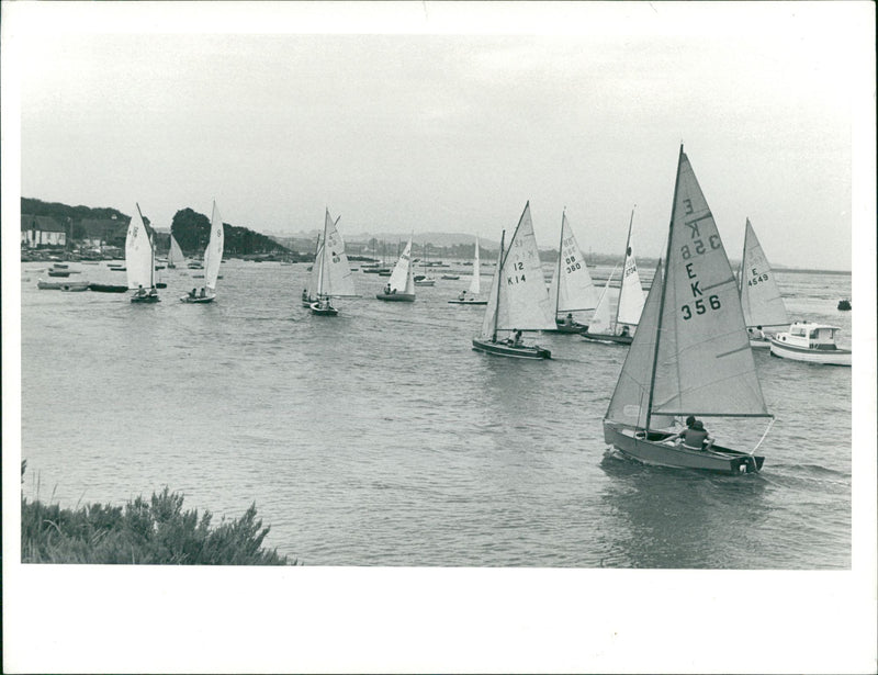 View of boats in the  sea. - Vintage Photograph