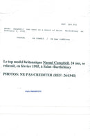 Naomi Campbell in bikini on the beach in Saint-BarthÃ©lÃ©my - Vintage Photograph