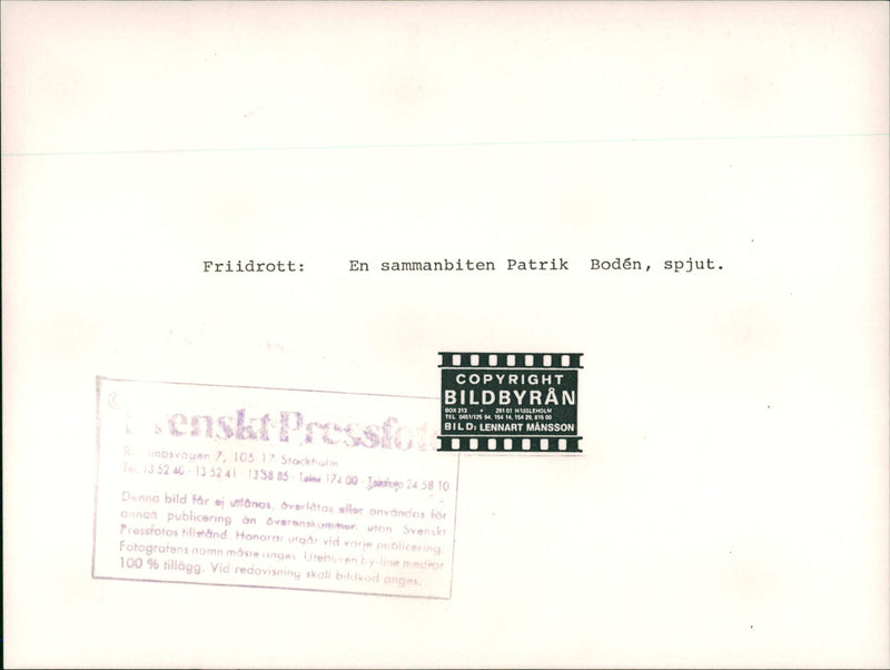 Athletics, Patrik BodÃ©n spear - Vintage Photograph