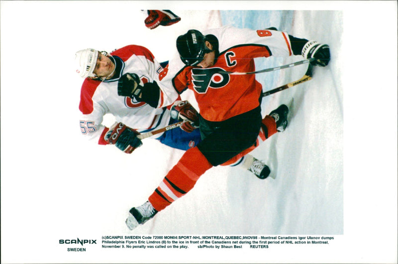 Ice Hockey: Situation. Igor Ulanov and Eric Lindros - Vintage Photograph