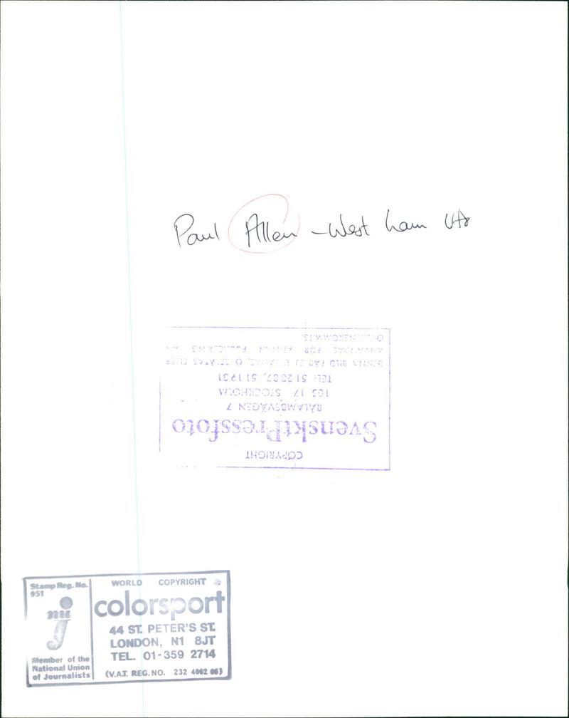 Paul Allen, football Westham - Vintage Photograph
