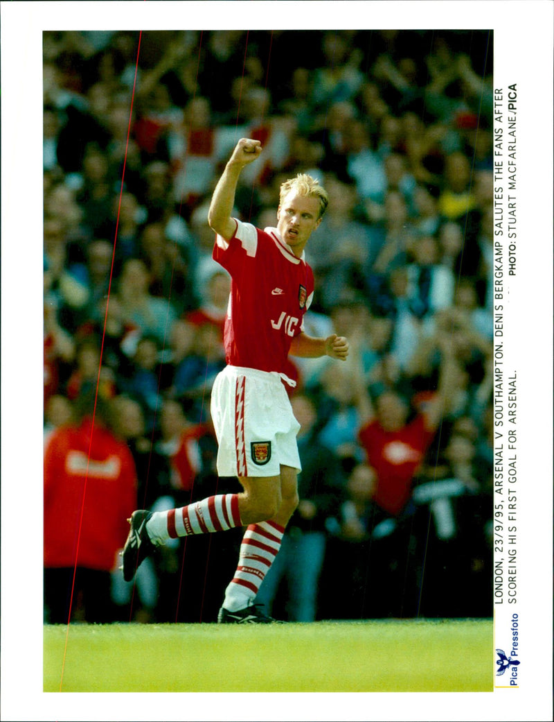 Arsenal v Southampton. Dennis Bergkamp - Vintage Photograph