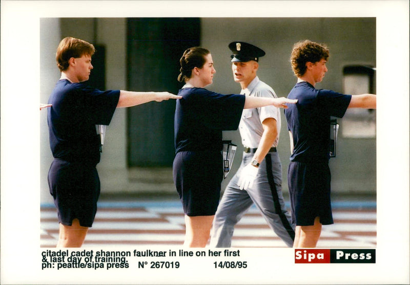 USA Defense: Army - Shannon Faulkner during training on his first and last day in the Citadel - Vintage Photograph