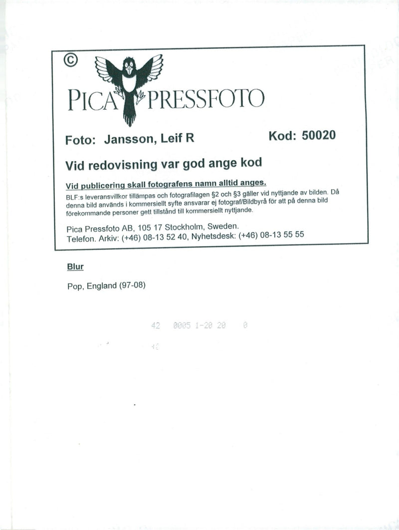 Popgruppen Blur uppträder på Stockholm Water Festival - Vintage Photograph