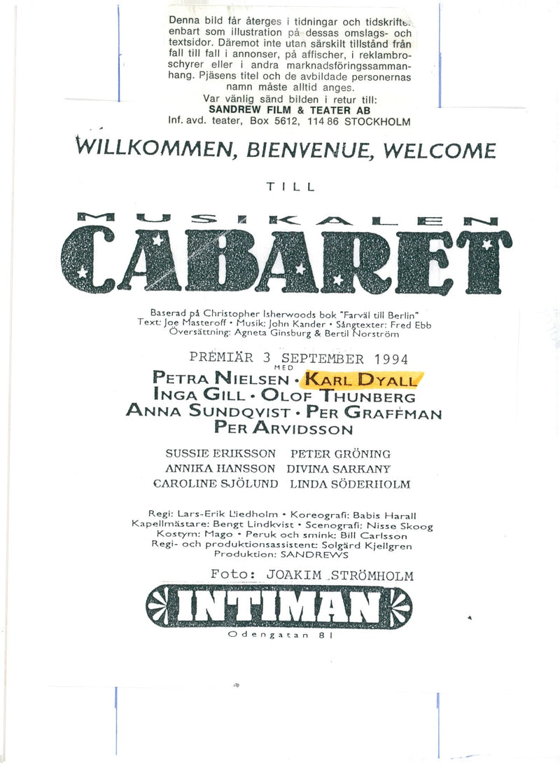 Karl Dyall in the musical "Cabaret" - Vintage Photograph