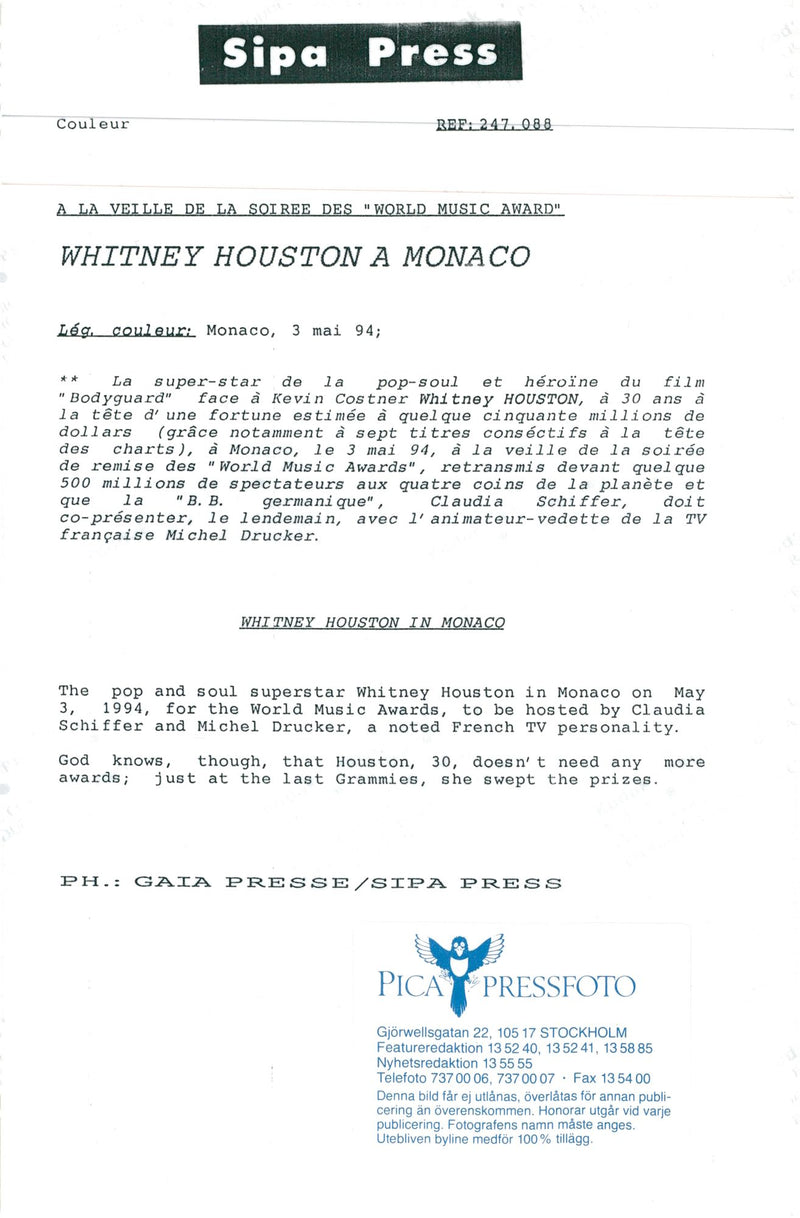 Whitney Houston singer - Vintage Photograph