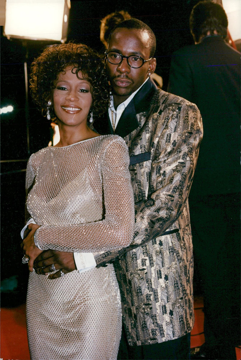 Whitney Houston singer with Bobby Brown - Vintage Photograph
