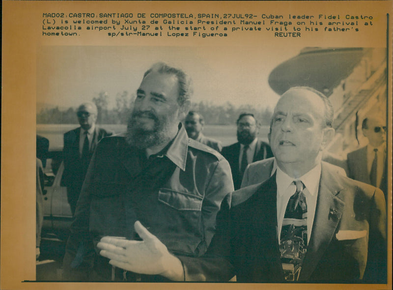 Fidel Castro with Manuel Fraga - Vintage Photograph