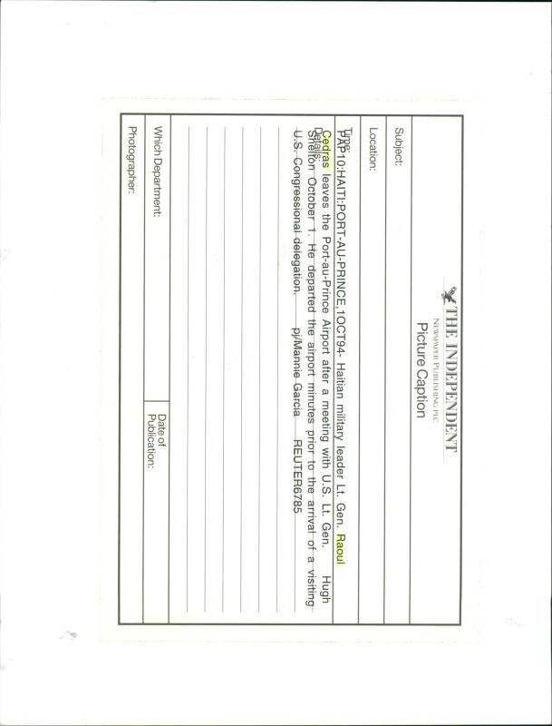 raoul cedras is standing. - Vintage Photograph