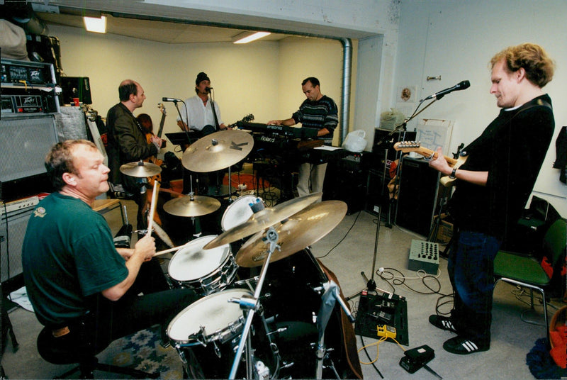 Fire pit, music group - Vintage Photograph