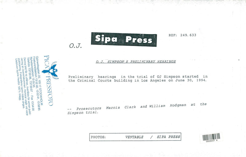 Åklagare Marcia Clark och William Hodgman under O.J. Simpsons rättegång - Vintage Photograph