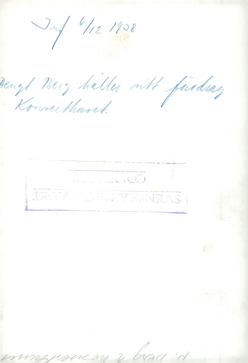 Bengt Berg holds his lecture in the Concert Hall - 6 December 1938 - Vintage Photograph