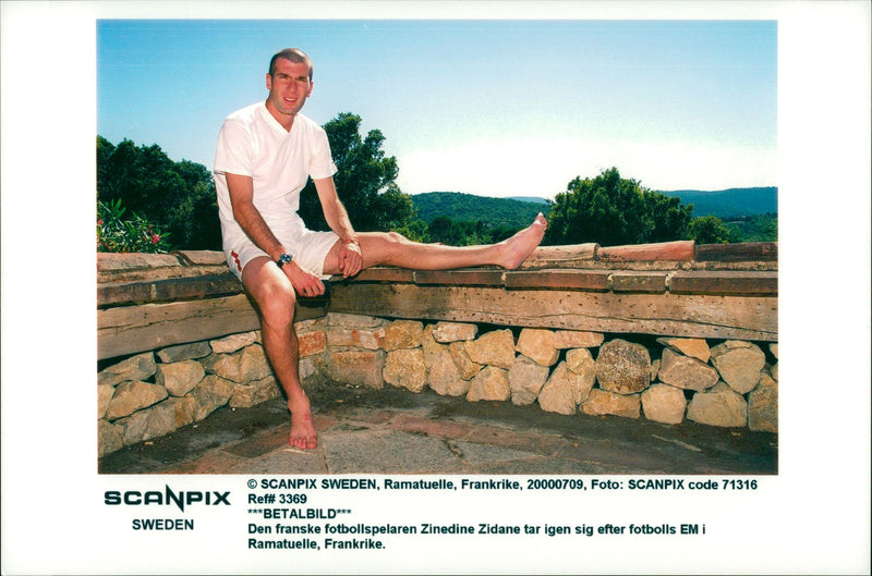 French football player Zinedine Zidane - Vintage Photograph