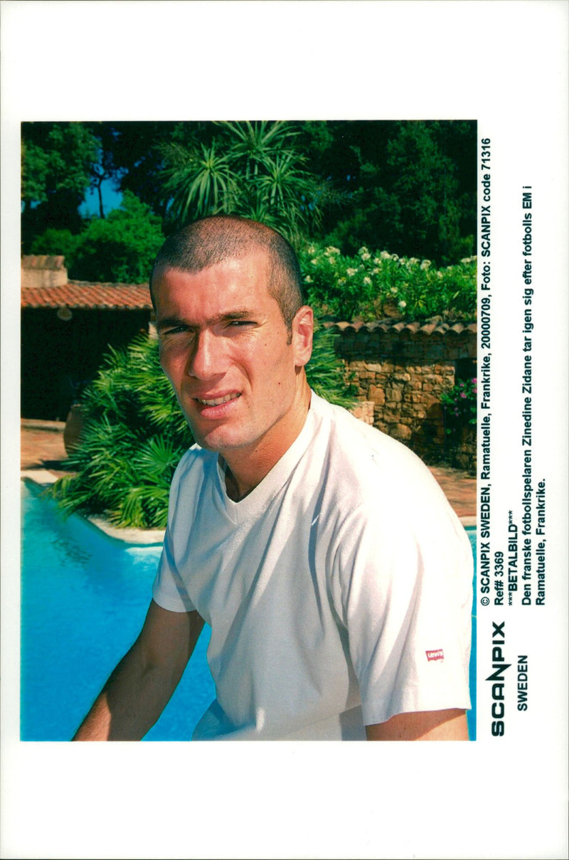 French football player Zinedine Zidane - Vintage Photograph