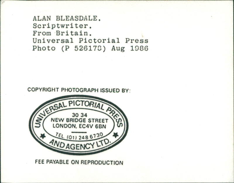 Alan Bleasdale, Scriptwriter - Vintage Photograph