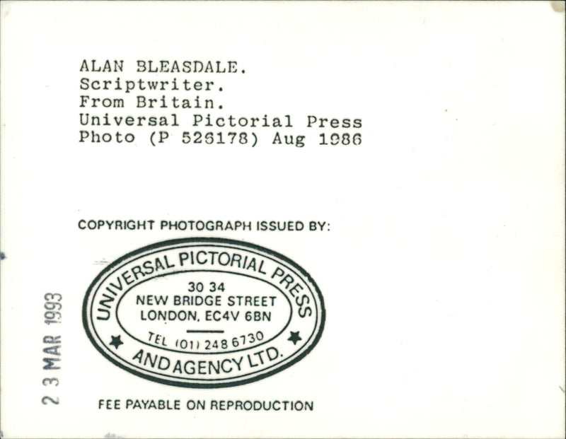 Alan Bleasdale, English Scriptwriter - Vintage Photograph