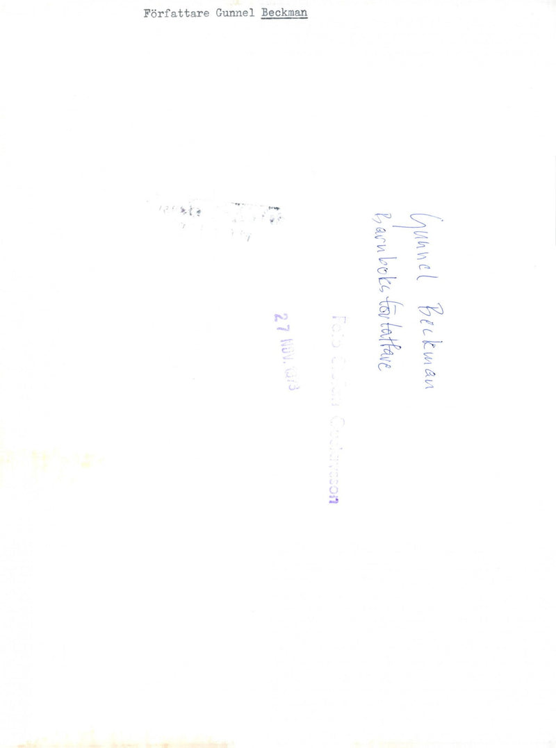 Gunnel Beckman, Children's Bookwriter - Vintage Photograph