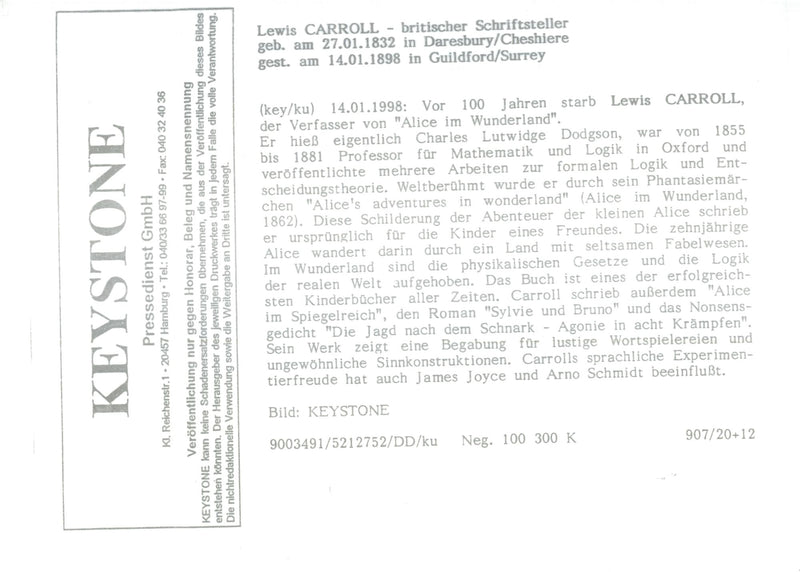 Writer Lewis Caroll - Vintage Photograph