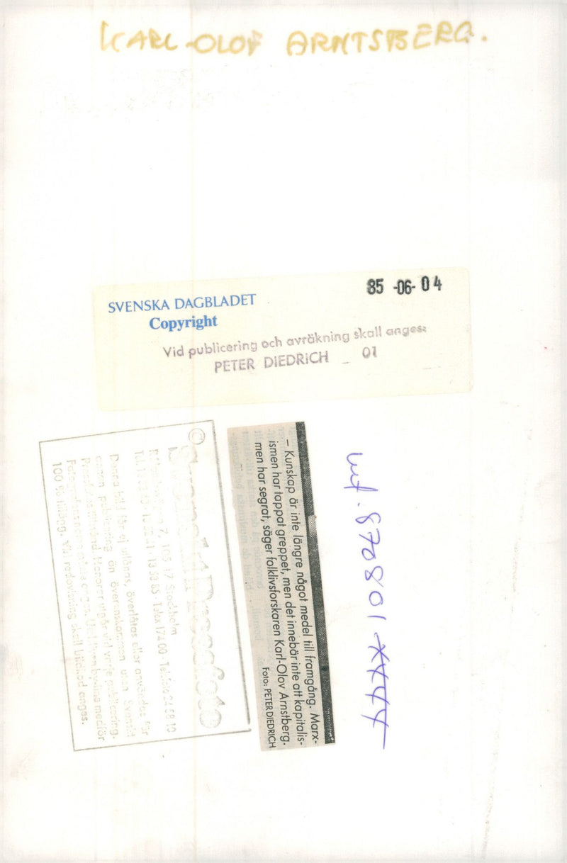 Swedish ethnologist and writer Karl-Olov Arnstberg - Vintage Photograph