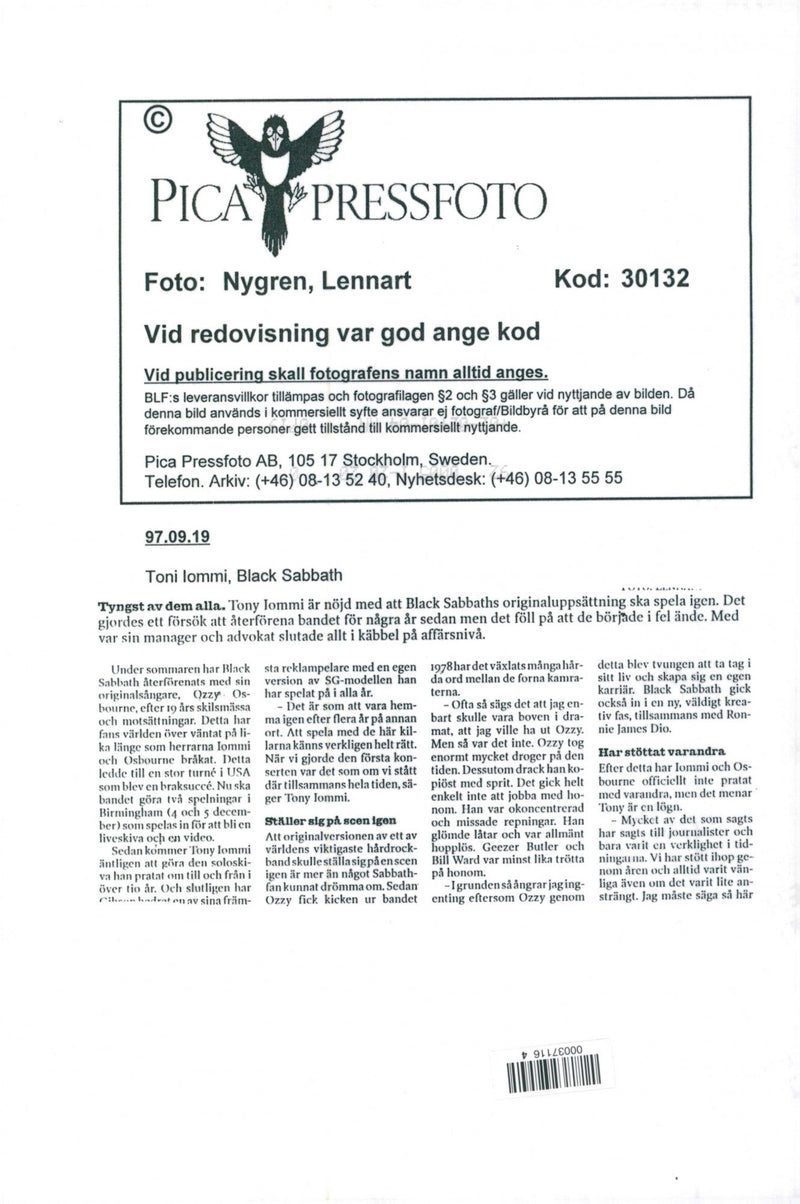 Black Sabbath, pop group - Vintage Photograph