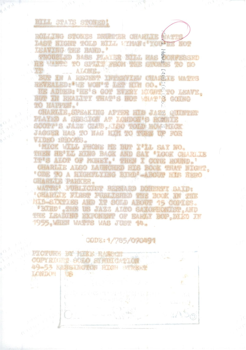 Charlie Watts - Vintage Photograph