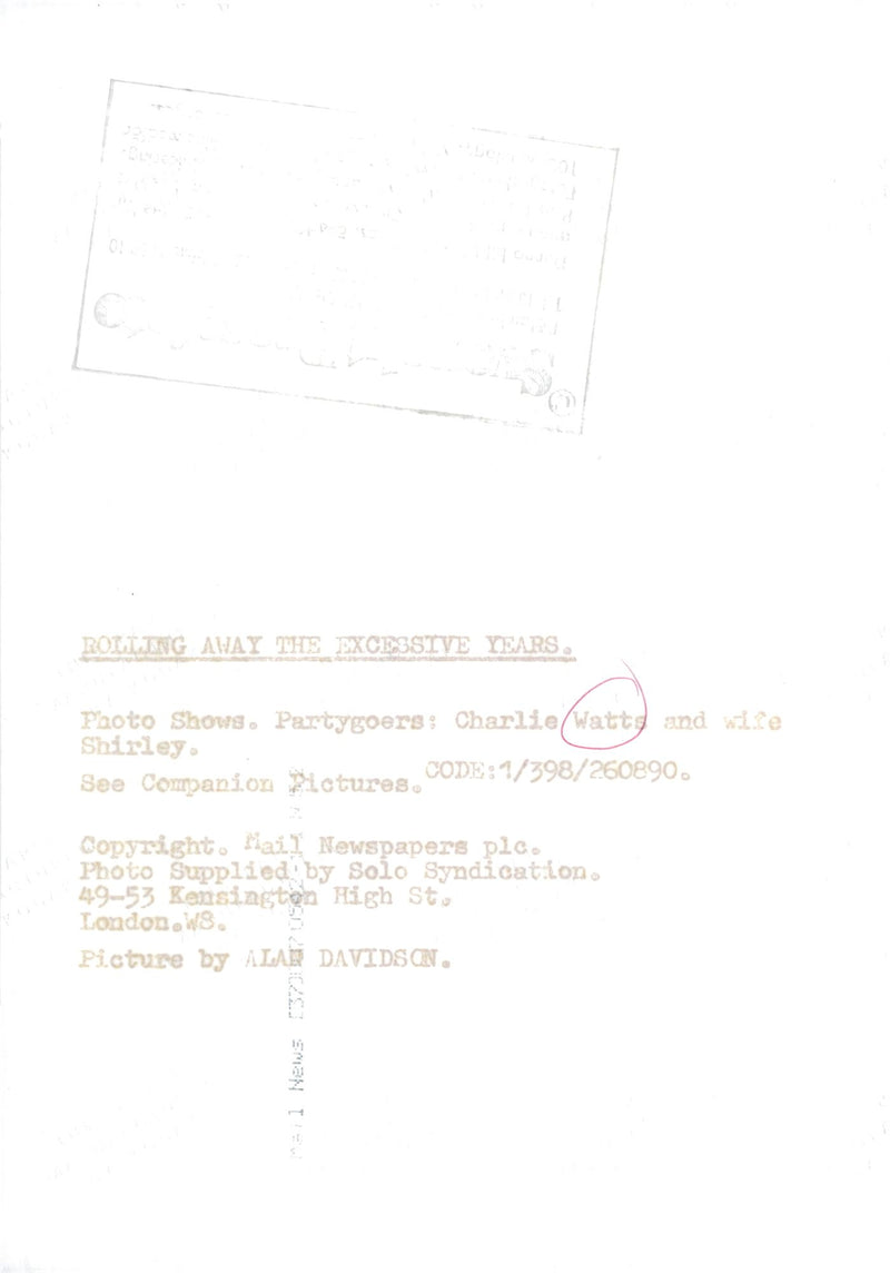 Charlie Watts with his wife Shirley Ann Shepherd - Vintage Photograph