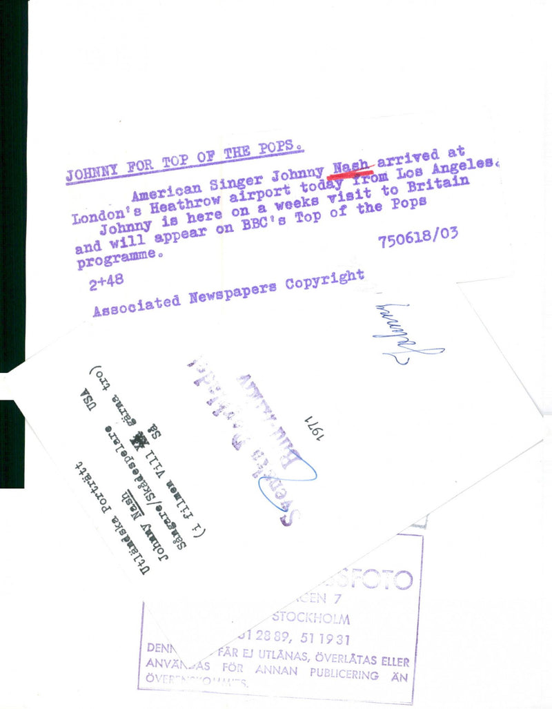 Johnny Nash singer musician - Vintage Photograph