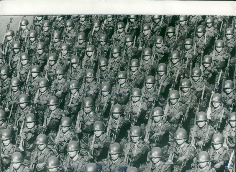 China, defense: airplane, navy, rocket and robot defense - Vintage Photograph