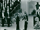 Albert Claude receives the Nobel Prize by King Carl XVI Gustaf in the Concert Hall - Vintage Photograph