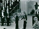 Albert Claude receives the Nobel Prize by King Carl XVI Gustaf in the Concert Hall - Vintage Photograph