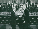 Julius Axelrod receives Nobel's medicine award by King Gustaf VI Adolf in the Concert Hall - Vintage Photograph