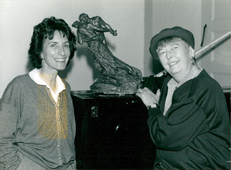Reine-Marie Paris with the Camille Claudel sculpture "La Valse", which she bought by Alexandra Quale - Vintage Photograph
