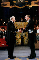 Gary Becker receives the Nobel Prize by King Carl XVI Gustaf in the Concert Hall - Vintage Photograph